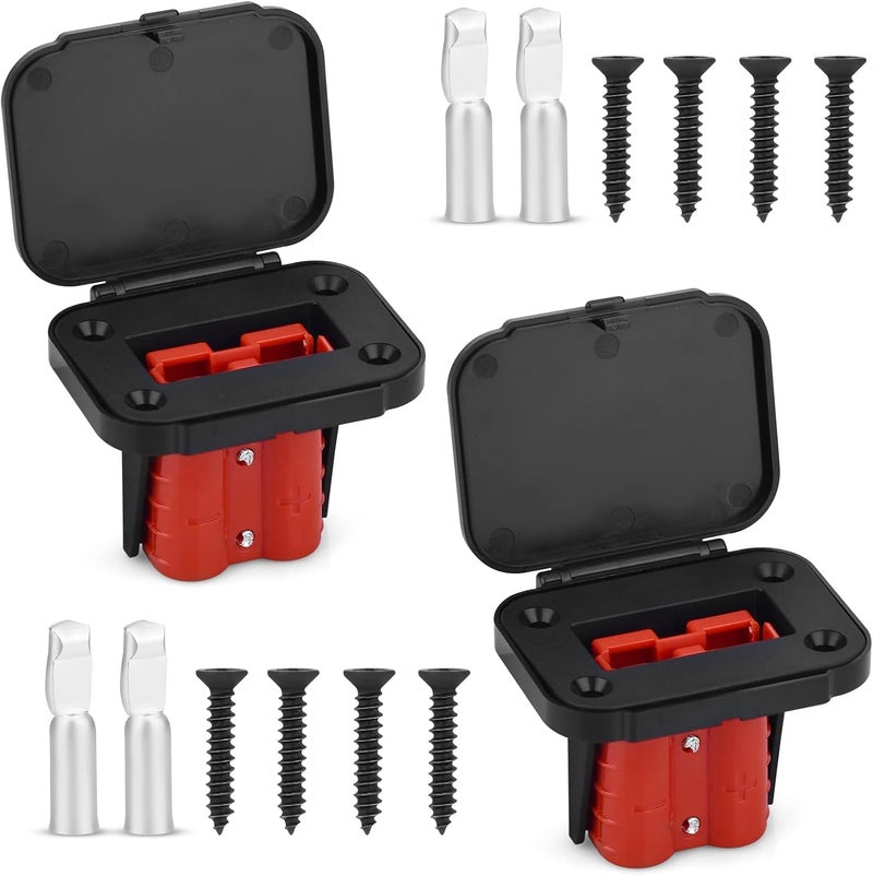ZEHGCH 2PCS 12-36V Battery Quick Connect/Disconnect Electrical Connector Plug Kit with Flush Mount Dust Cover (Red,50A 6AWG) - Image 1